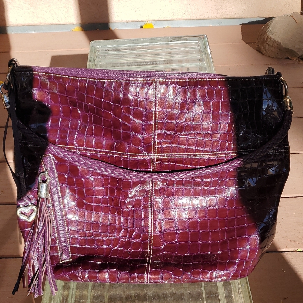 Purple Crocodile-Embossed Women's Bag